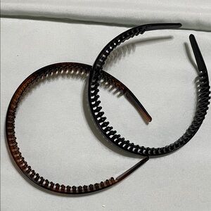 Set of 2 Toothed Plastic Headbands - Black & Tortoiseshell